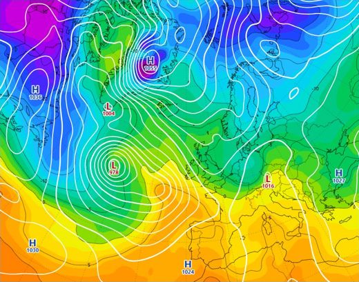 Temperature at 850 hPa, 13 February 2025