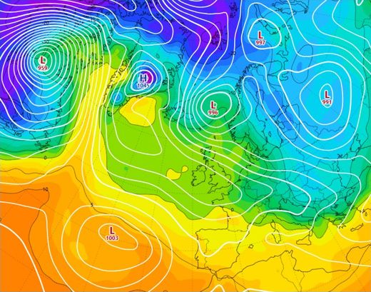 Temperature at 850 hPa, 31 December 2025