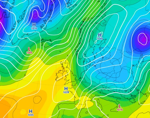 Temperature at 850 hPa, 9 February 2012