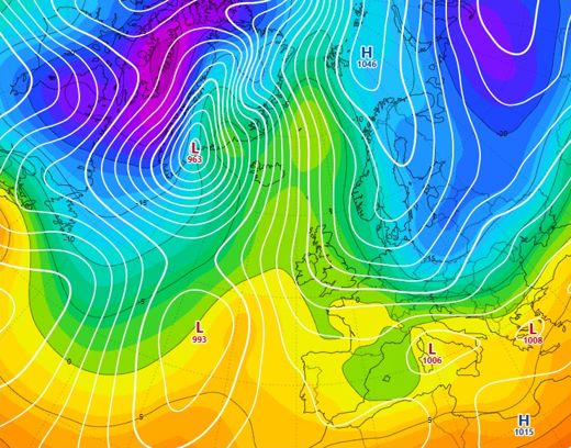 Weather map, Beast from the East, 2018