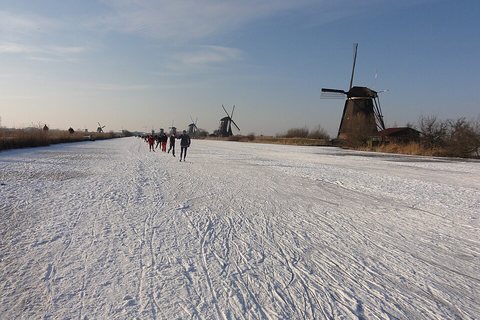 Skating on the frozen canals at Kinderdijk, 11 February 2012